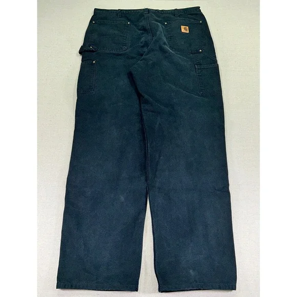 Vintage Carhartt 38 B136 BLK Double‎ Knee Canvas Dungarees Distressed Cargo Wear